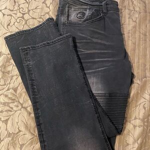 Buffalo David Bitton Charcoal Moto/Biker Style Jeans